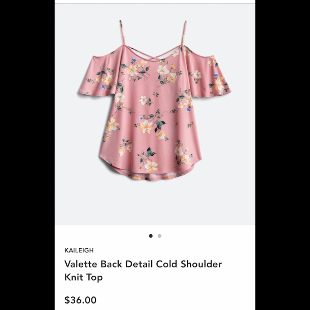 Pink floral cold shoulder top